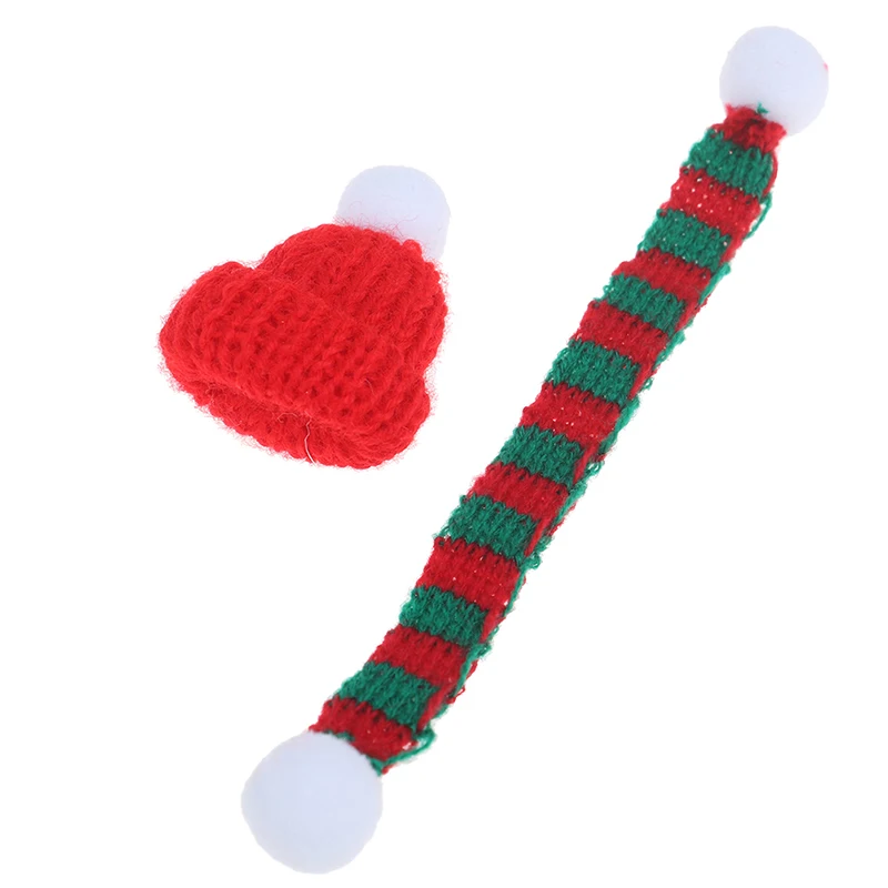Лучший рождественский подарок для маленьких девочек 1/6 1/12 миниатюрная Рождественская шапка+ шарф аксессуары для кукольного домика Декор