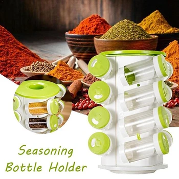 

Spice Jar Pepper Shaker Box Seasoning Cans Pepper Salt Cruet Plastic Bottle Kitchen Spice Rack Set 16Pcs Jars + 1Pc Rack Holder