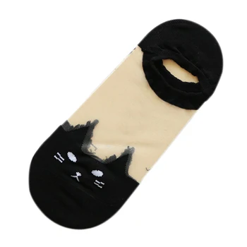 

Women's girls funny animals low-cut single socks candy short cotton socks ladies print cat transparent socks,