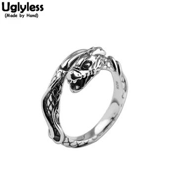 

Uglyless Rocker HIP-HOP Dragon Rings for Men Women Cool Unisex Animals Open Rings Real 925 Silver Dragons Bijoux Jewelry R1056