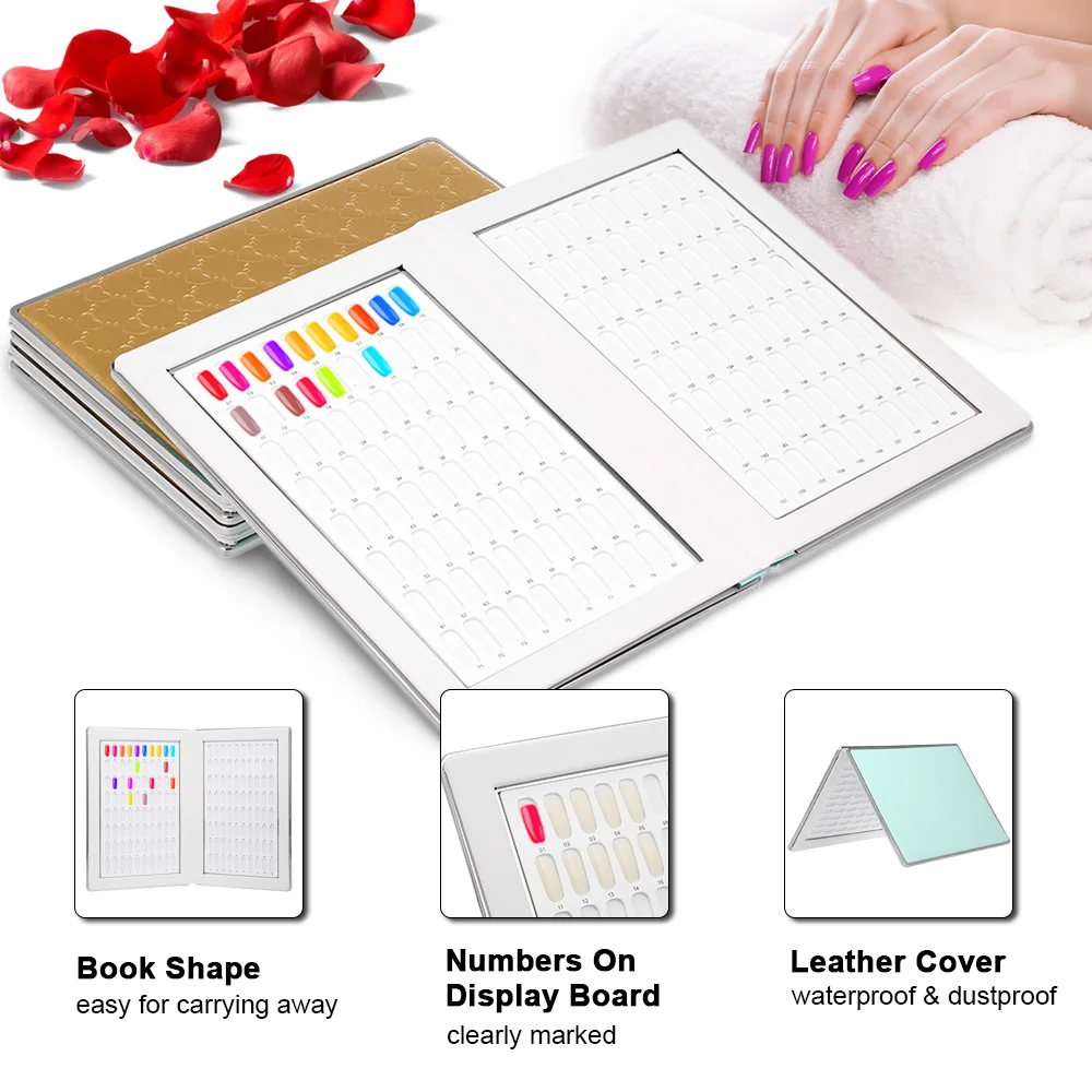 

160 Nail Color Display Book With 240pcs False Nail Tips For DIY Nail Polish UV Gel Card Board Nail Salon Tools Showing Shelf