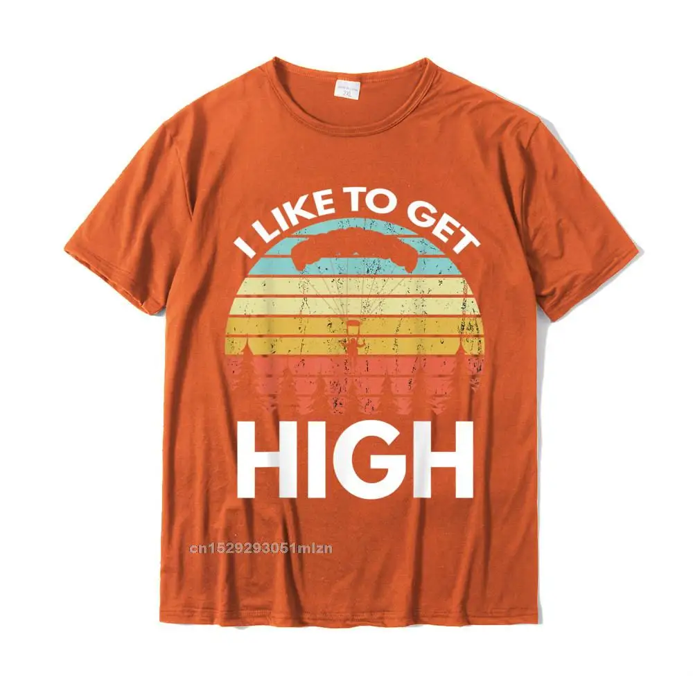  Men Tshirts Classic Design Tees All Cotton Crew Neck Short Sleeve Camisa Tops T Shirt Mother Day Free Shipping I Like To Get High Funny Parachuting Skydiver T-Shirt__3289 orange