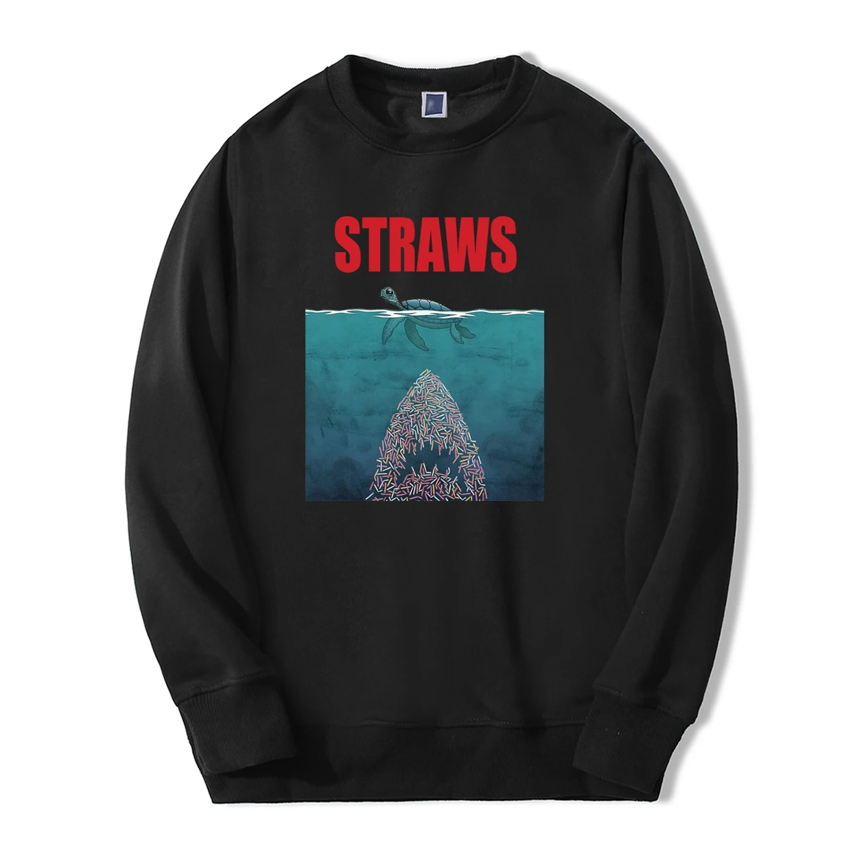 Straws Shark Environmental Protection Sweatshirt Hoodies 2019 Autumn Winter Men High Quality Casual Mens