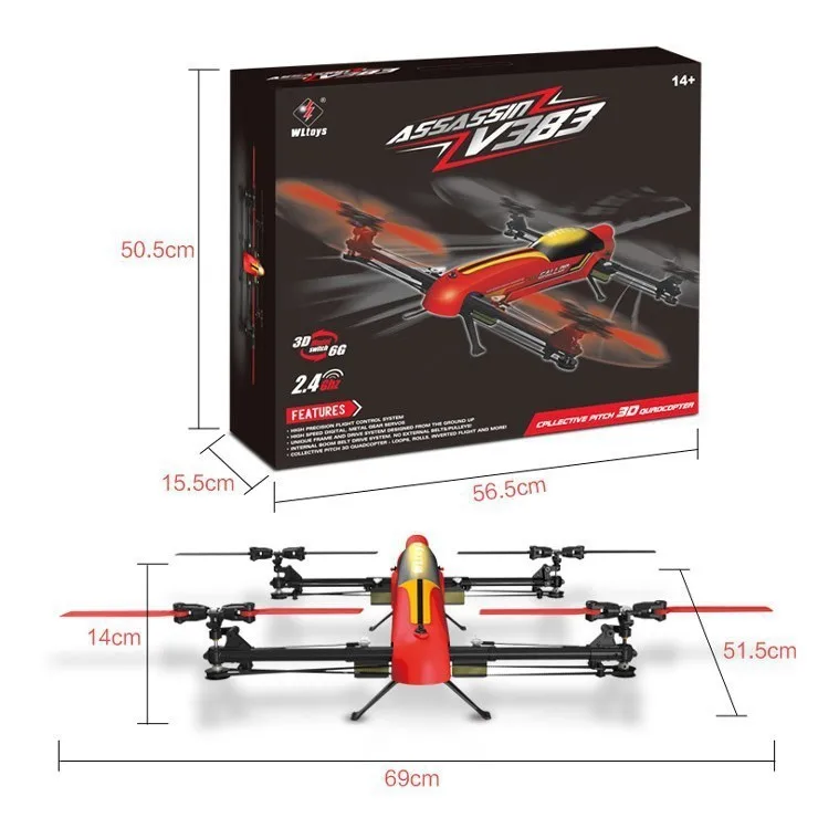 69X51X14 см WLtoys V383 Профессиональный Дрон 500 электрический 3D 6CH RC Квадрокоптер с бесщеточным Мотором трюковый Дрон