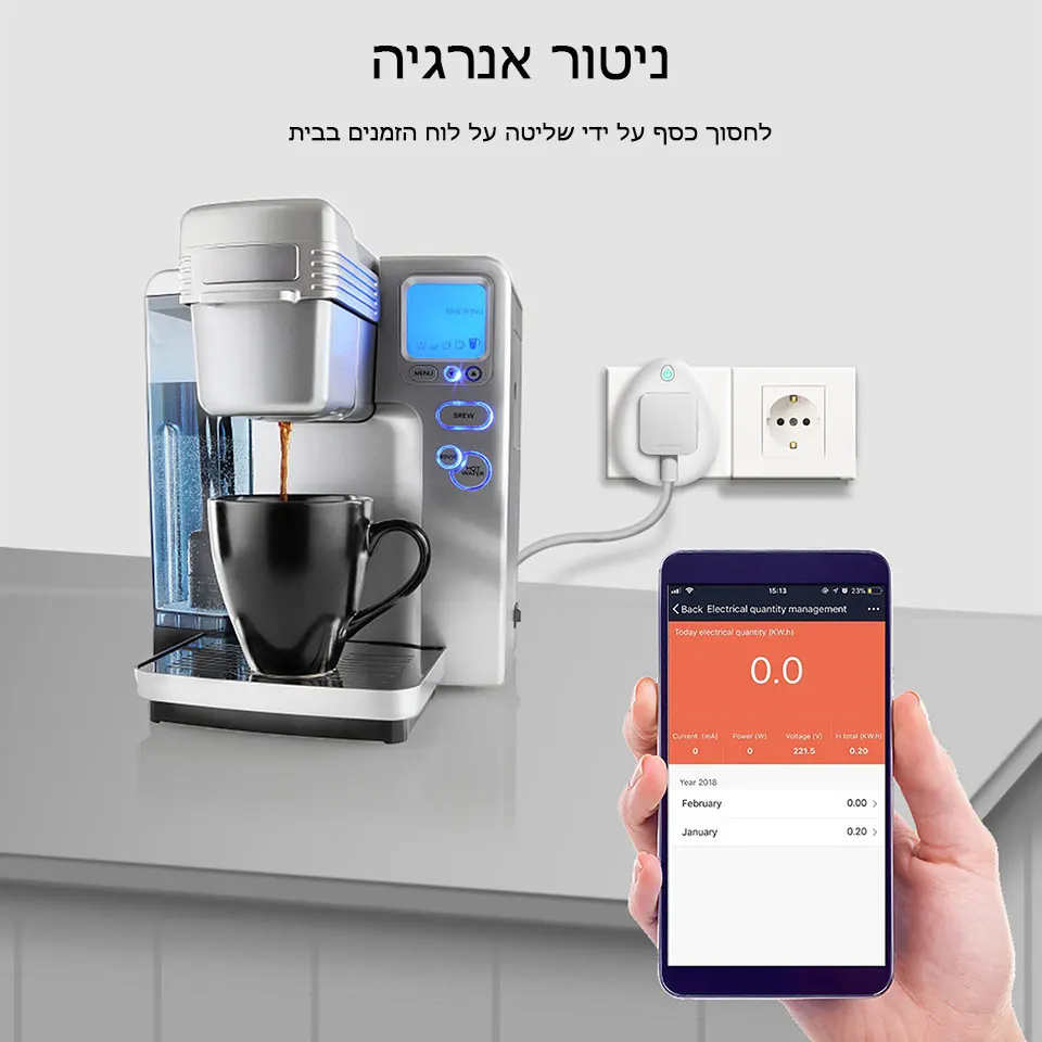 Wi-Fi Smart Israel розетка 16A с контролем мощности энергии голосовое приложение дистанционное управление выход USB работает с Alexa Google Home