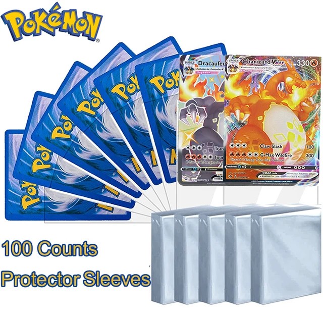 100pcs Transparent Pokemon Card Sleeves Protector Playing Games VMAX Yugioh Pokémon Cards Case Holder Folder Kids Toy Gift 2