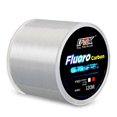 120M Fluorocarbon Coating Fishing Line 0.20mm-0.60mm 7.15LB-45LB Carbon Fiber Leader Line Fishing Lure Wire Sinking Line Japan white