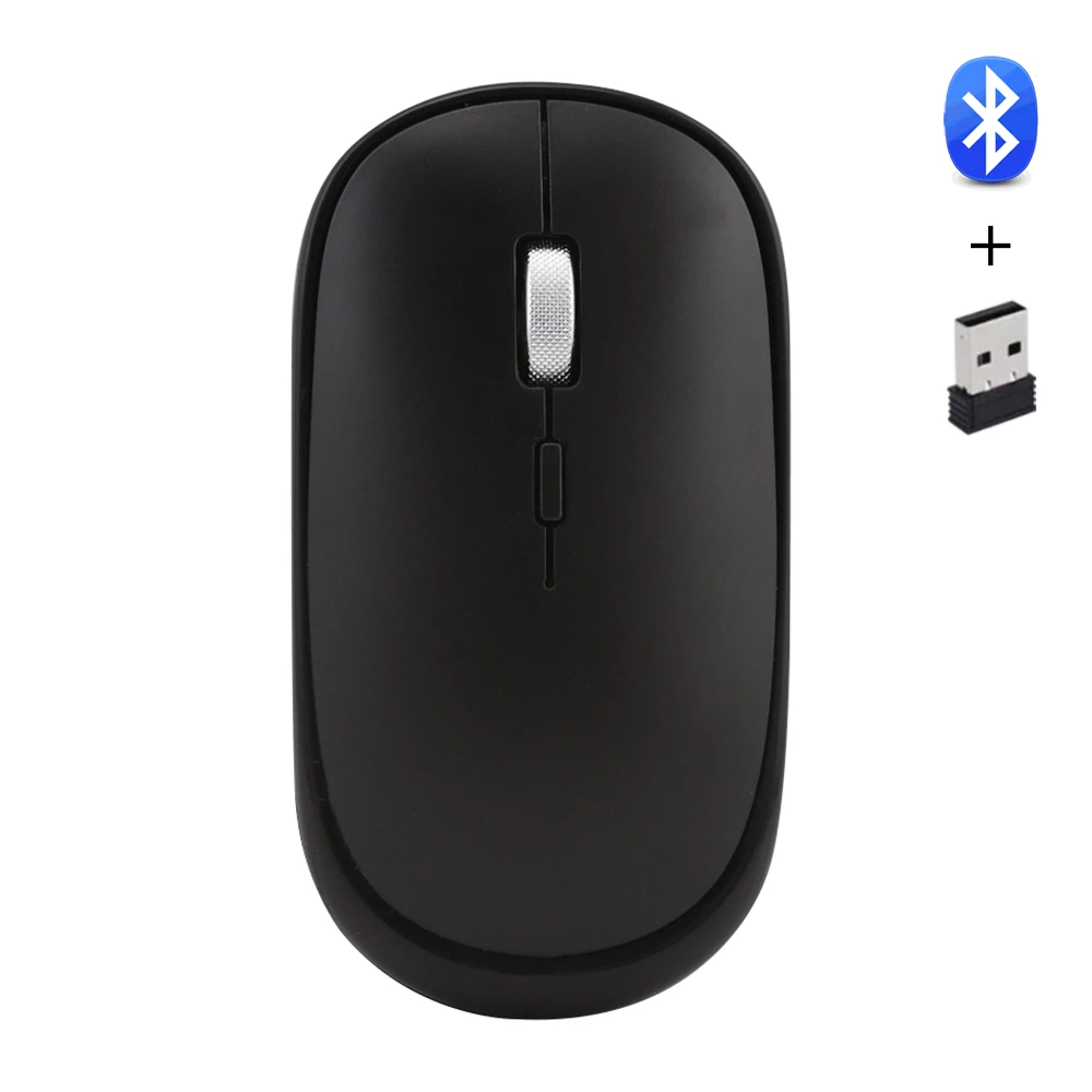 Черный Новинка, Двухрежимная мышь, Bluetooth 4,0+ 2,4G, беспроводная мышь, зеленая, розовая, Портативная оптическая компьютерная игровая мышь для ноутбука, ПК, Mac - Цвет: Черный