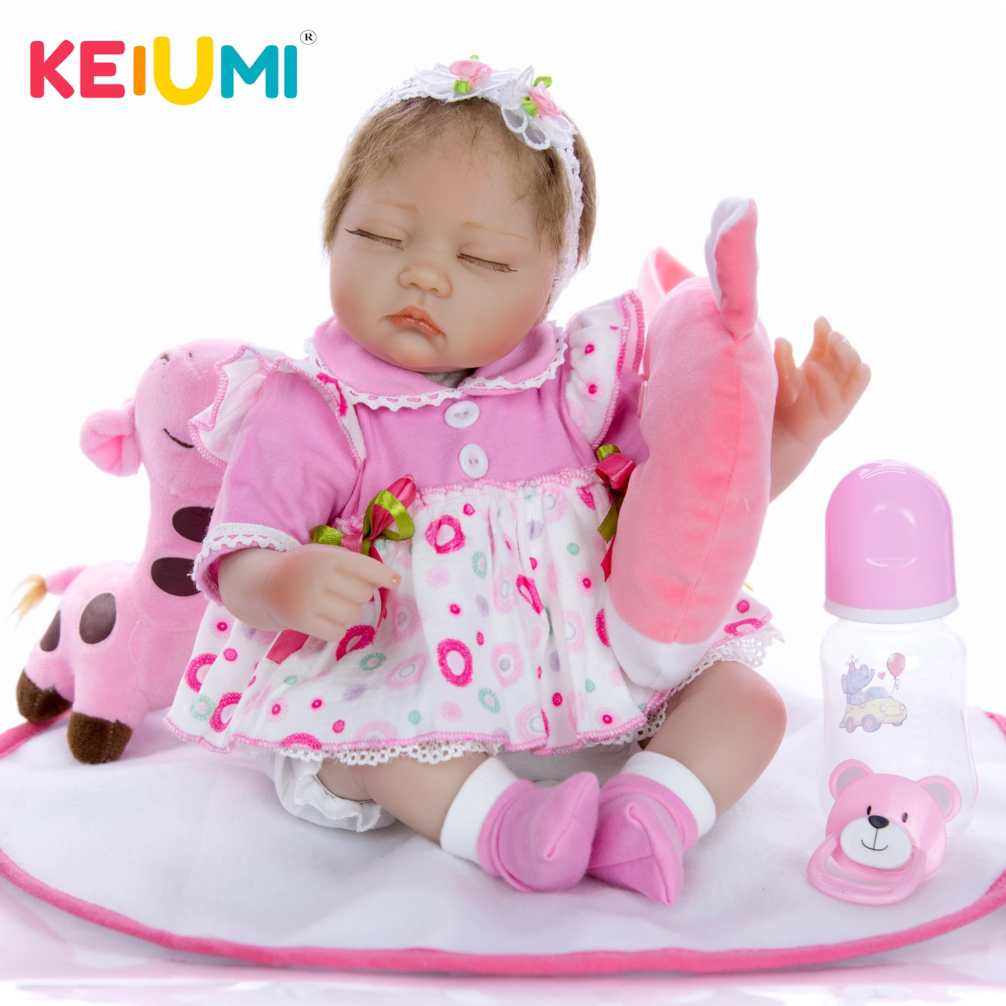 KEIUMI Close eyes Reborn Baby Looks Like Sleeping Dolls Silicone Vinyl Boneca New Truly Bedtime Gifts Toys 43cm | Игрушки и хобби