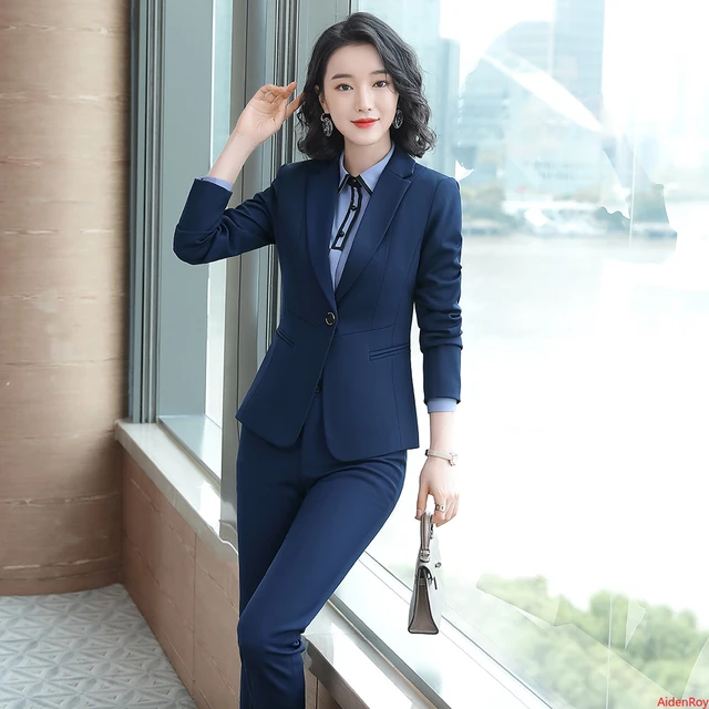 New Autumn Winter Elegant Designer Office Ladies Women Work Wear Pants  Suits Dress Blazer Trousers 2 Pieces Sets Plus Size S-5XL - AliExpress