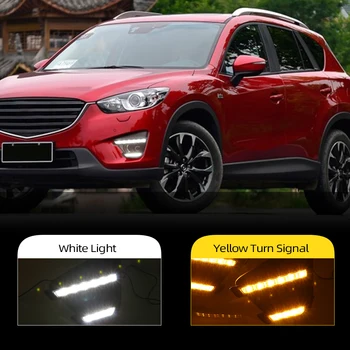 

Car Flashing 1Pair DRL For Mazda cx-5 cx5 2012 2013 2014 2015 2016 led daytime running light turn signal yellow 12V fog lamp