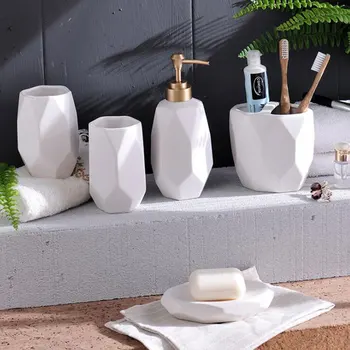 

5 pieces Plastic Bathroom Accessories Set Toothbrush Holder Toothpaste Dispenser Case Soap Box Toilet Shower Storage