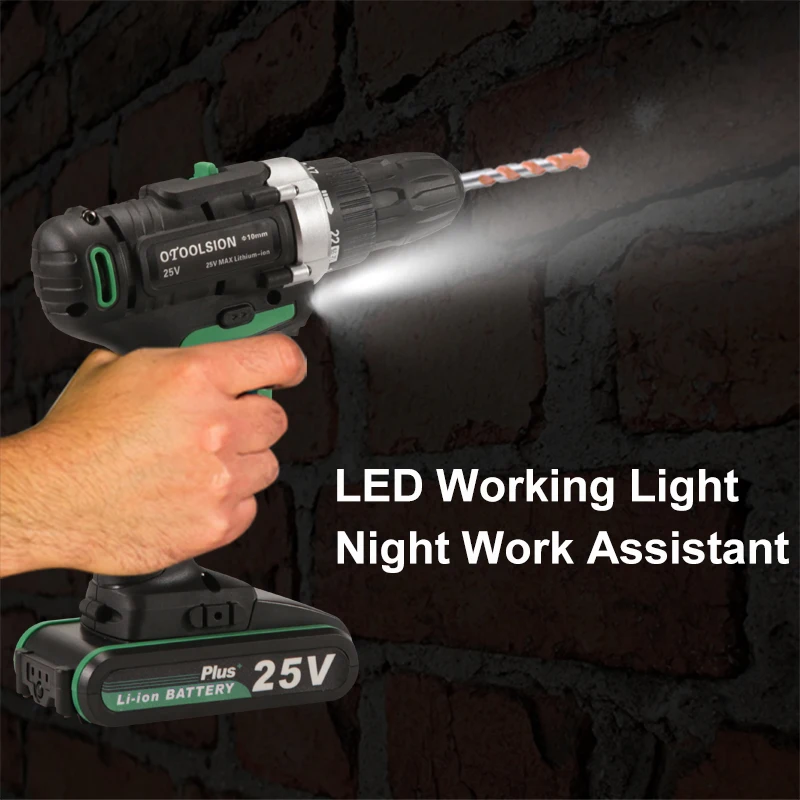 25V 1600rpm Electric Drill Cordless Drill Electric Tool Wood Cutters For A Drill Dual Speed EU Plug By Tool Bag For Home DIY (11)