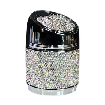 

Diamond Car Ashtray Shiny Auto Ashtray With Cover For Car Great Gift For Women Girls Silvery