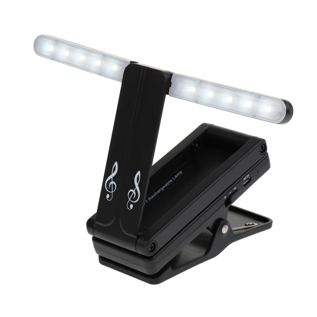 LED Clip-On Orchestra Music Stand Piano with Adapter Rechargeable Light 7.68x0.55inch