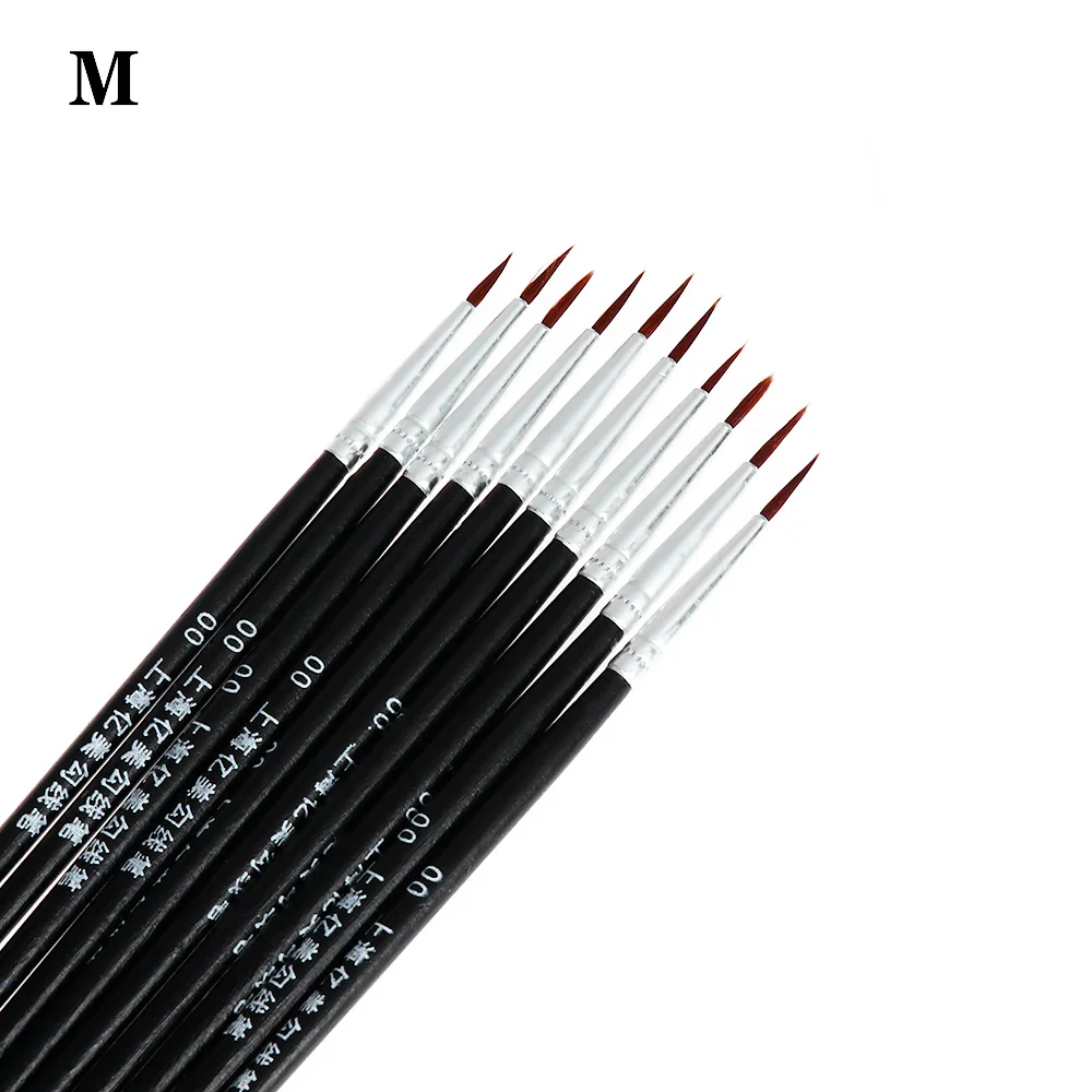 black M 10 шт., ручка для рисования, нейлоновая ручка для художника, тонкая, акварельная, масляная живопись, принадлежности художественные кисти, аксессуары для дома - Цвет: black M