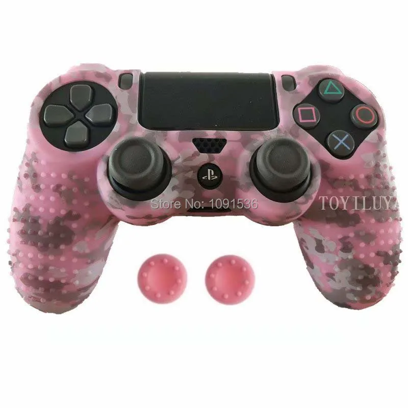 Противоскользящие многоцветный Силиконовый чехол + 2 Thumbsticks Захваты для sony PS4 Pro тонкий контроллер