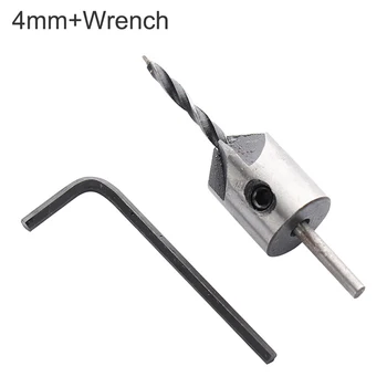 

4mm Three Sharp Carpentry Countersink Drill High Carbon Steel Drill Bit with Wrench Round Handle Tools for Wood Hole Punching