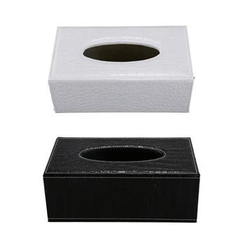 

2x Car Rectangle PU Leather Tissue Box Paper Holder Case Cover Napkin(Black Crocodile Grain&White Crocodile Grain)