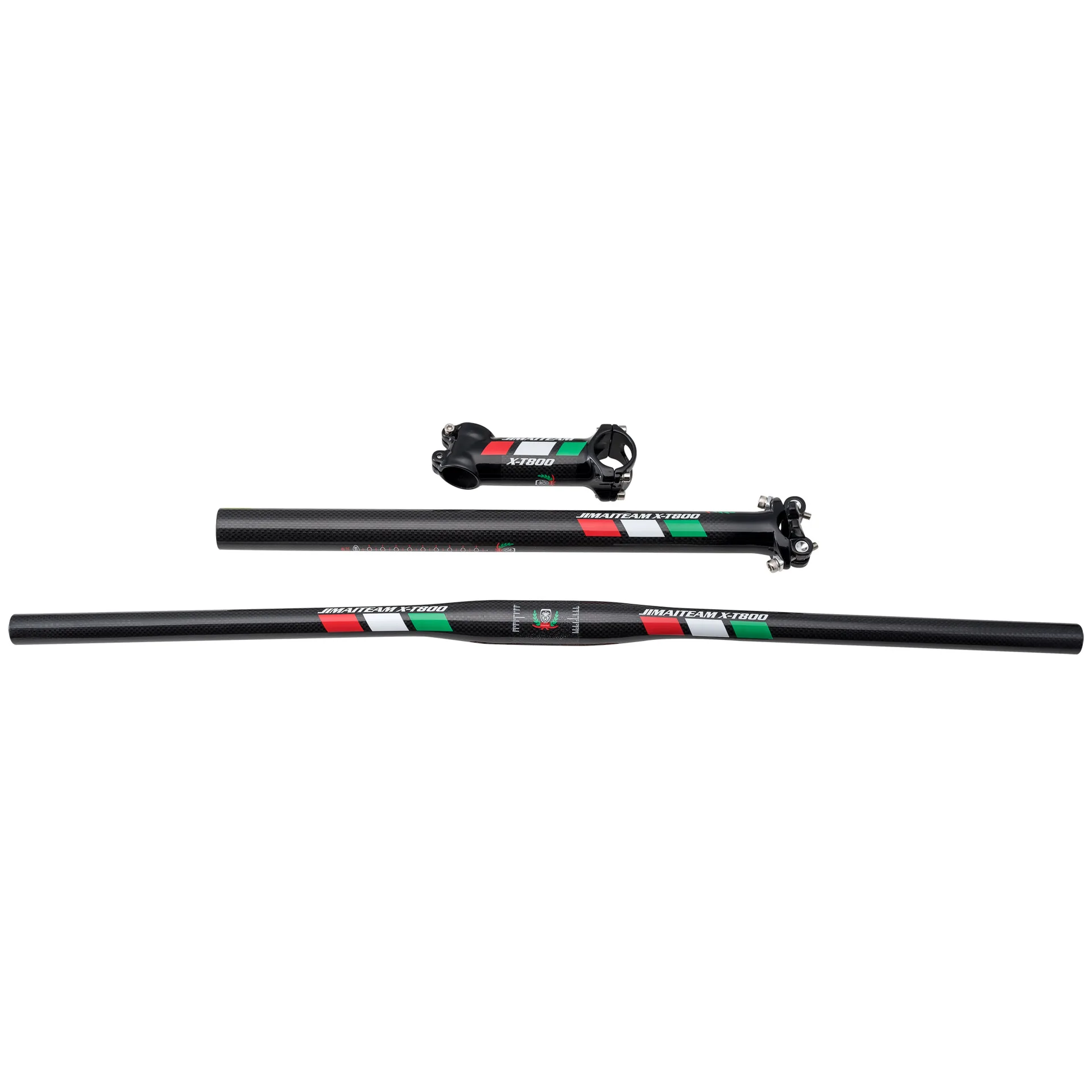 

New Style jimaiteam Mountain Bike Group yan ba Three-piece Set Carbon Fiber Handlebar Seat Tube Three Colorful Logo