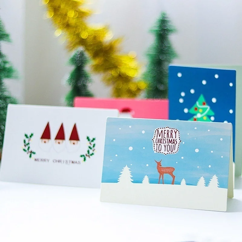 9 шт Рождественская бумажная поздравительная открытка с сообщением Подарочная открытка для рождественской вечеринки китайская Новогодняя красная открытка