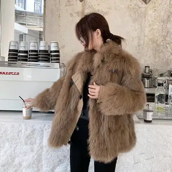 

Women 2020 Autumn Winter New Fashion Real Fur Coat Female Genuine Natural Fox Fur Jacket Ladies Loose Thick Warm Overcoats T263