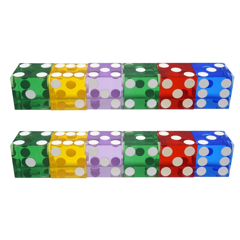 5pcs High-grade Acrylic Transparent Dice D6 19mm Casino Dice with Razor Edges