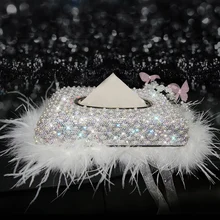 Роскошные кристаллы алмаза кожаный тканевый ящик с пушистым противоскользящим ковриком бумажный держатель для полотенец домашний декор автомобиля чехлы