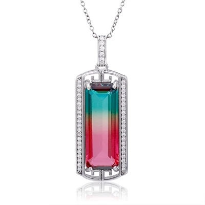 Посеребренный Nasiya Created Tourmaline Pendant Necklaces For Women Fashion 925 Silver Brand Jewelry Wedding Engagement Party Dropshipping - Окраска металла: Посеребренный