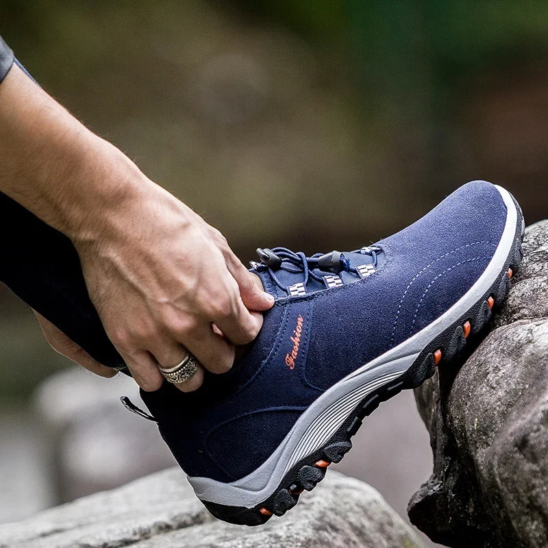 Man Sports Shoes Casual Wearable Hiking Sneakers Male Non-slip Running Quality Leather British Style Outdoor | Обувь