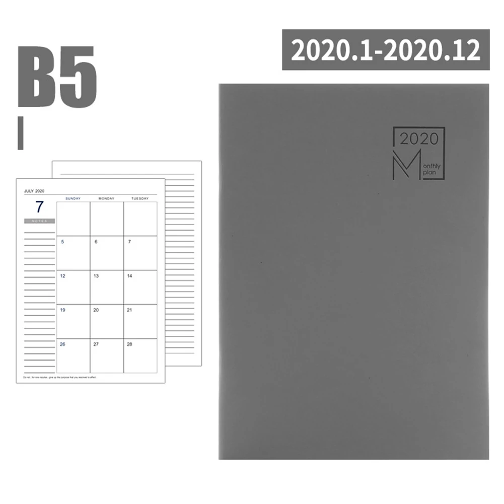 

Planner Notebook Schedule Desk 2020 Diary Monthly Office Faux Leather Appointment English Version Stationery Efficiency Manual