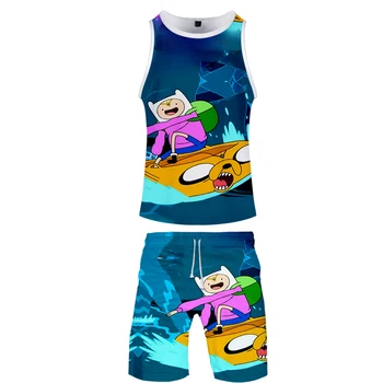

Adventure Time two piece set tank top and shorts Harajuku men Adventure Time tank top streetwear basketball Sleeveless sportwear