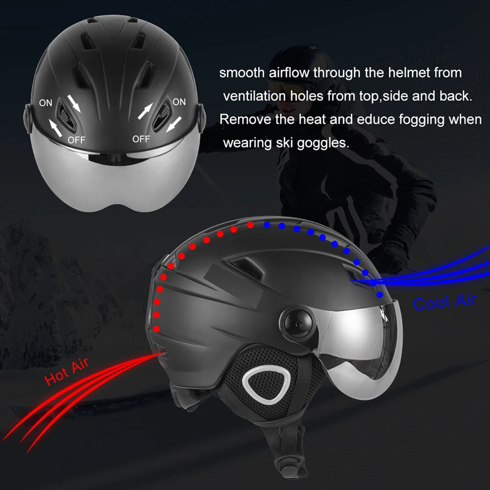 Лыжный шлем, очки, козырек для мужчин и женщин, шлем для сноуборда, снегохода, скейтборда, безопасный зимний теплый шлем, маска, лыжный шлем, шлем на Рождество