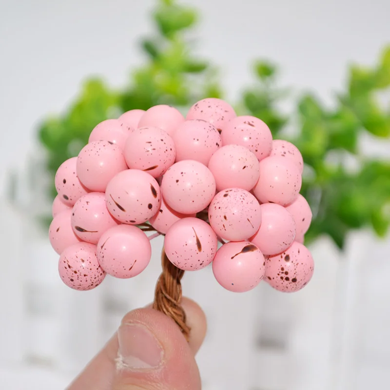 50pcs/lot 12MM Candy Color Stamen Artificial Mini Berry Flowers Cherry for Wedding Party DIY Wreaths Decoration Gift Box Decor 8