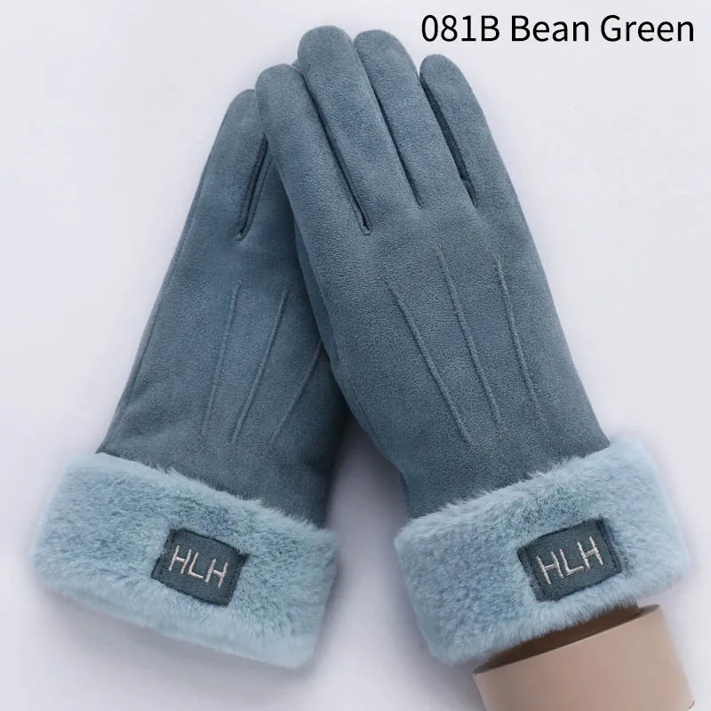 081B Bean Green Мода Уход за кожей лица щит шарф на открытом воздухе ветрозащитная двухслойная кашемировые женские только многоцелевой Зимние перчатки Утепленная одежда перчатки - Цвет: 081B Bean Green
