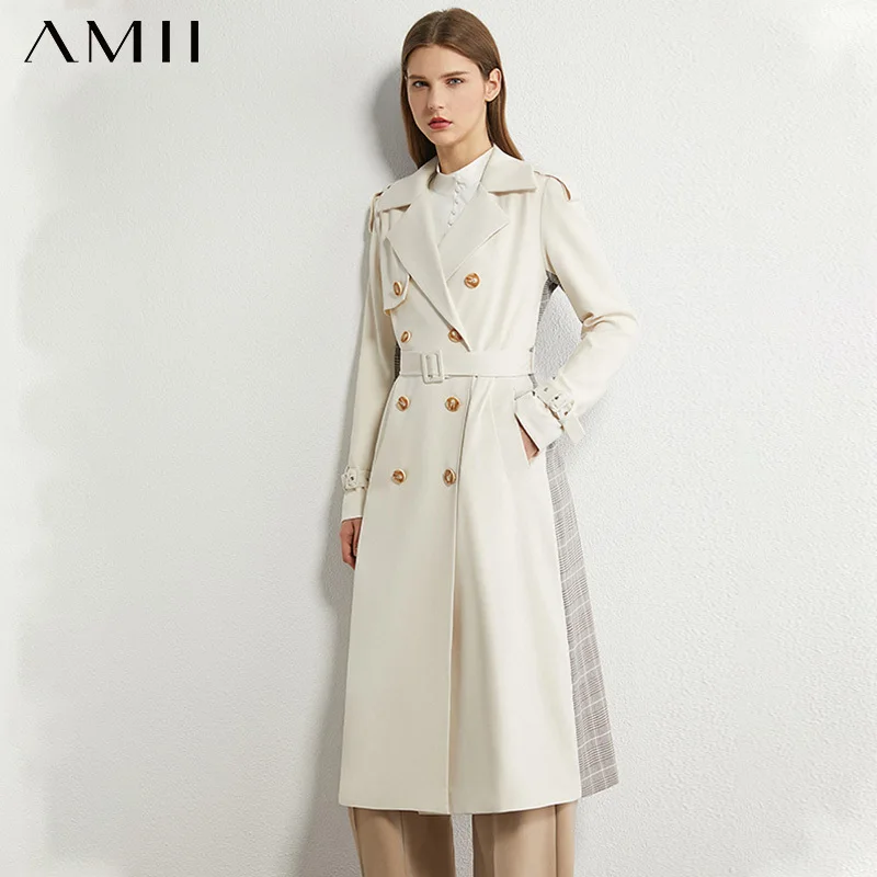 Женская винтажная ветровка AMII в стиле минимализм двубортная клетчатая с