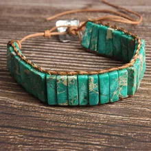 LanLi натуральный ювелирный светильник зеленый прямоугольный Императорский камень вязаный браслет для мужчин и женщин Подарки и самоиспользование