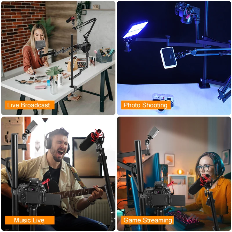 Transmissão ao Vivo Braço para Yeti Bola de Neve Ulanzi Boom Braço Flexível Mesa Montar Câmera Braçadeira Webcam Suporte Mic Azul Yeti Nano - Image 6