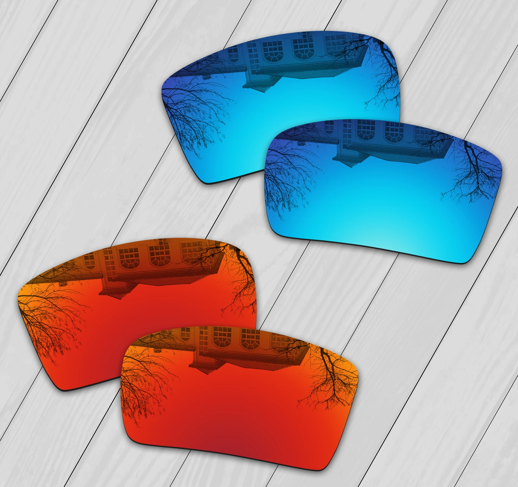 E.O.S 2 Paia Di Ghiaccio Blu E Rosso Fuoco Lenti Di Ricambio Per Oakley Eyepatch 2 Oo9136 Occhiali Da Sole A Specchio Polarizzato Gli Occhiali