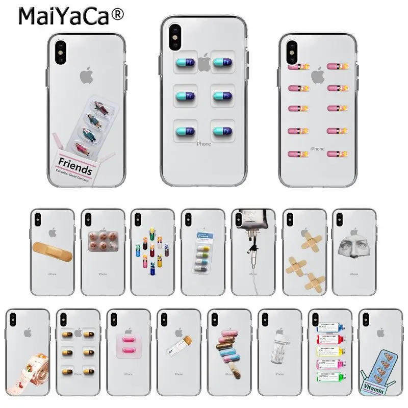 

MaiYaCa Transparent Medical drug Pill Capsule Newly Arrived Phone Case for iphone 11 pro 8 7 66S Plus X XS MAX 5S SE XR cover