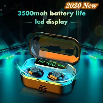 

2020 New Arrivals 3500mah Bluetooth V5.0 Earphone LED Wireless Headset Earbuds TWS Waterproof Sport Earphone