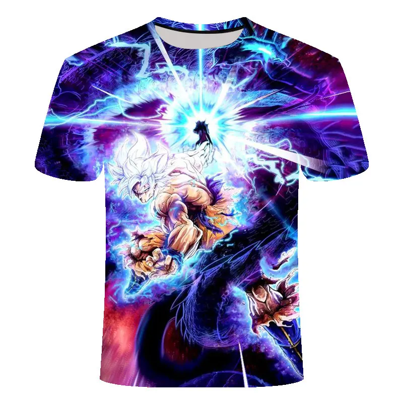 Новинка Мужская 3D футболка Dragon Ball Z Ultra Instinct Goku Super Saiyan God Blue Vegeta с рисунком летняя футболка Размер 6XL