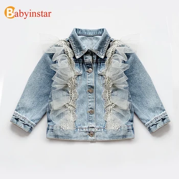 

Babyinstar Baby Girls Denim Jacket with Mesh Coat Girl Cartoon Clothes Kids Coats&Jackets for Toddler Girl Fall Clothes 2020