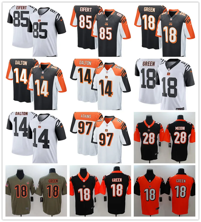 Мужские Цинциннати A.J. Зеленый Joe Mixon Geno Atkins Andy Dalton Tyler Eifert игровая цветная Футбольная форма