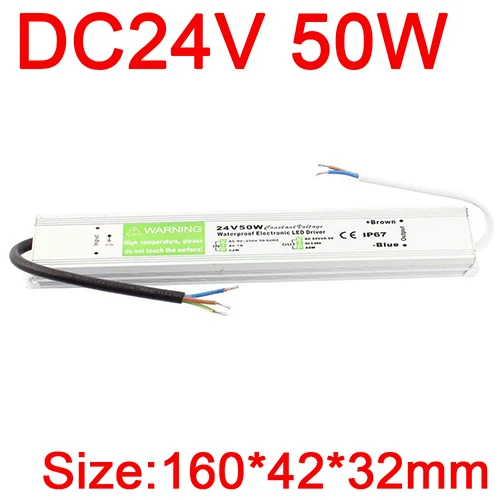 24V 50W IP67 Водонепроницаемый светодиодный драйвер переменного тока 110 V/220 V постоянного тока до DC24V трансформаторы блок питания для работы вне помещений, 20 Вт, 30 Вт, светодиодные полосы освещения мощностью 45 Вт, 50 Вт, 60 Вт, 80 Вт, 100 Вт 150W - Цвет: 24V 50W