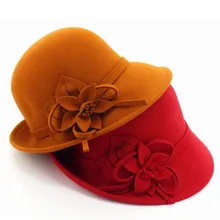 New Autumn Creative Up-Market Banquet Playful Hat Women'S Winter Warm Pure Wool High-End Flower Formal Cap