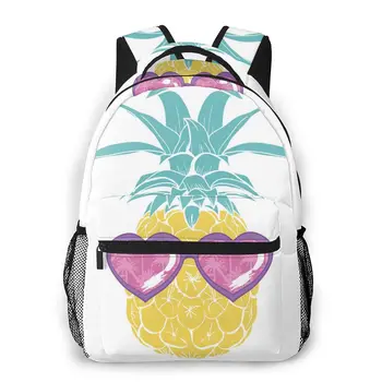 

Women fashion backpack male travel backpack mens bag large laptop shopping travel bag Cute Pineapple With Glasses