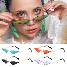 

Fashion Diamond Shape Sunglasses For Women Retro Rimless True Film Lens Sun Glasses Ladies UV400 Trending Narrow Eyewear