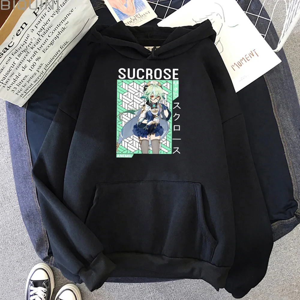 

Anime Hoodie Oversized Genshin Impact Sucrose Streetwear Sweatshirt Women Pullovers Black Colors Harajuku Kawaii Clothes Casual