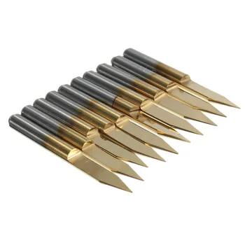 

10Pcs 30Degree 30mm Titanium Milling Cutters Coated 0.2mm Tip End Mill Cutter Carbide PCB Engraving CNC Cutter Bit Router Tool